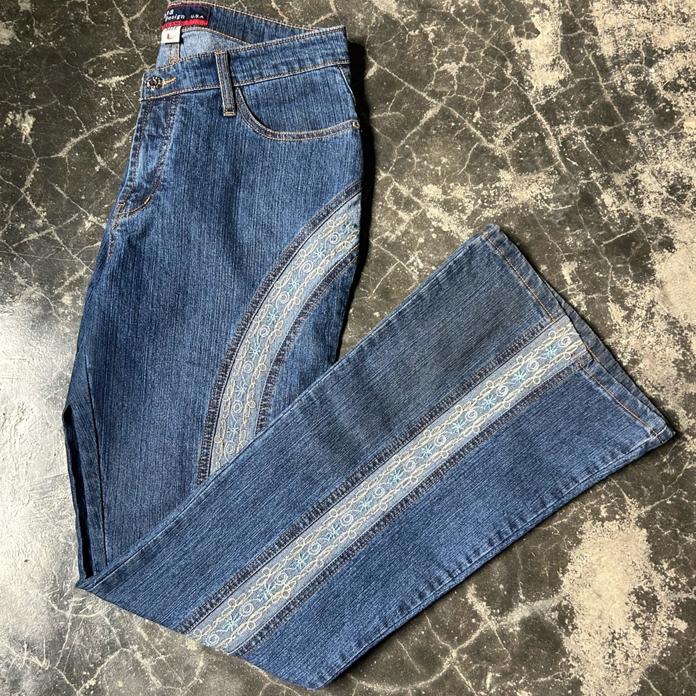 Vintage Joane Designs Embroidered Bootcut Jeans L